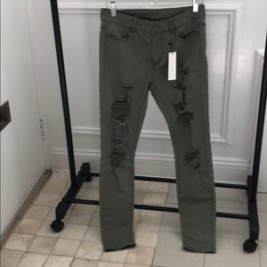 H Halston distressed army colored Skinny jean